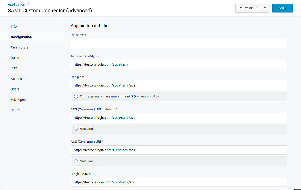Screenshot of OneLogin, OneLogin setup 4